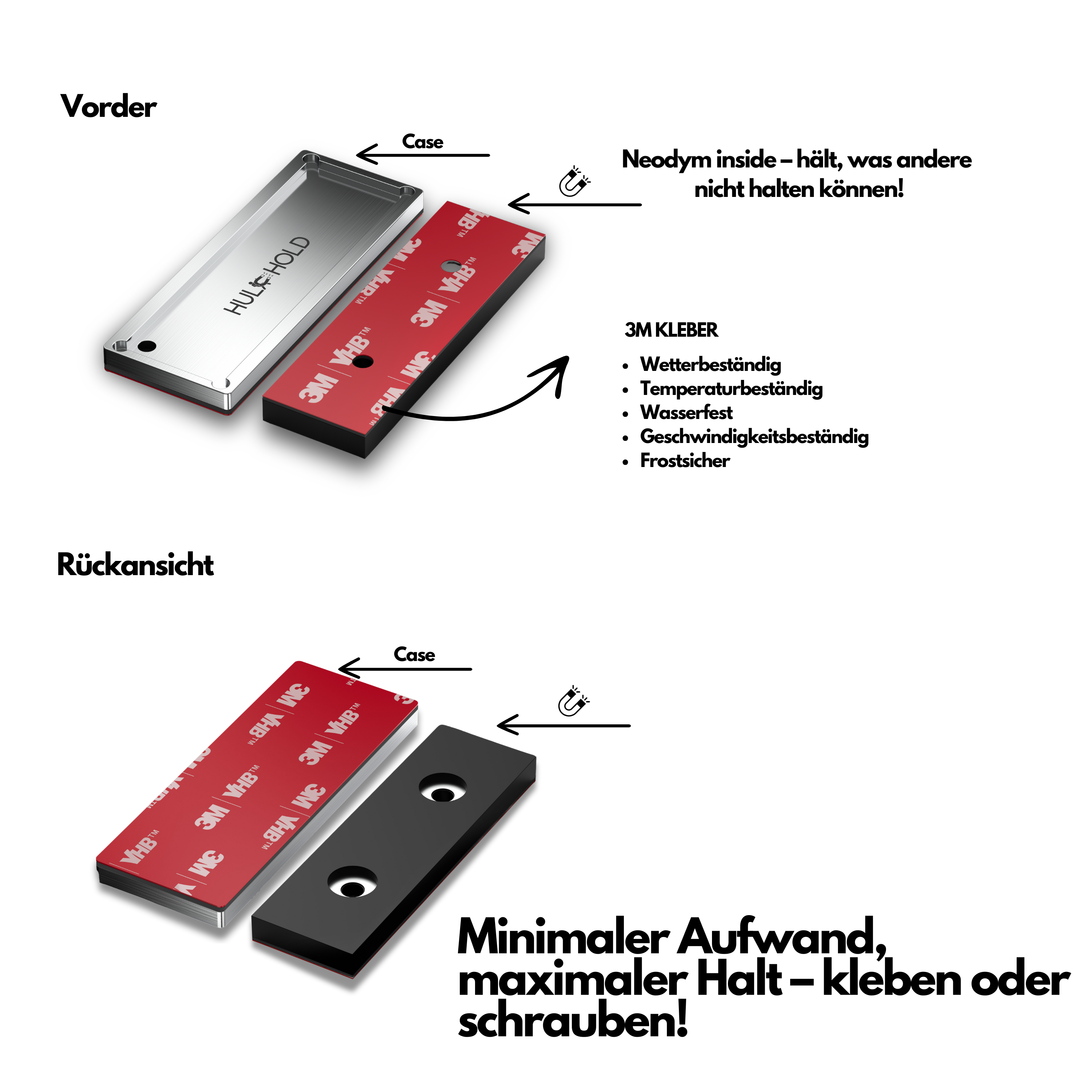 Magnet Kennzeichenhalter Set für die Ausstattung eines Fahrzeugs für Lang und Hochformat
